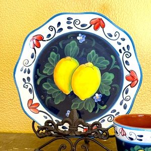 Beautiful Limonebello Hand Painted Plate by Ambiance Collections 10" Scalloped